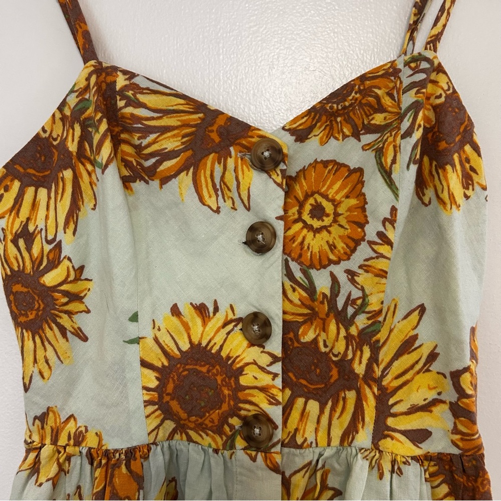 Urban Outfitters Emilia Linen Sunflower Sundress
